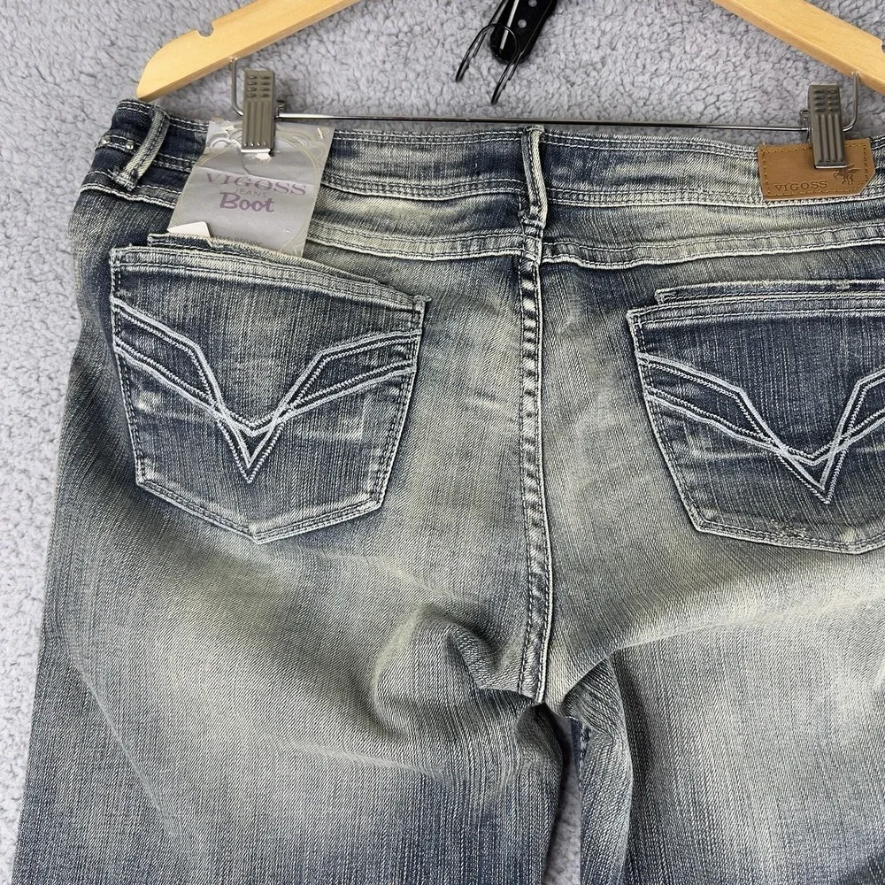 Vigoss Womens Boot Cut Jeans Blue Pocket Light Wash Faded Stretch Juniors 15 New - Picture 8 of 14